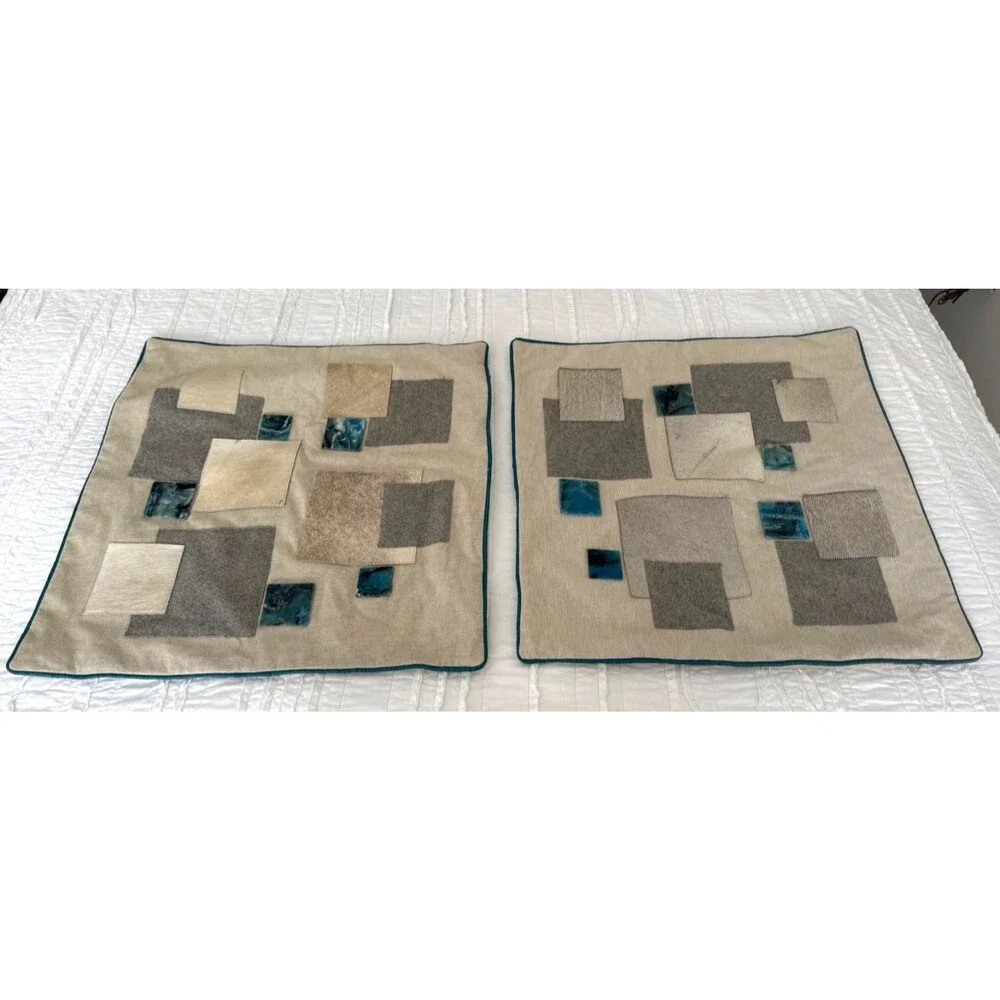 2 Auskin Cowhide Cotton Wool Pillow Covers 20